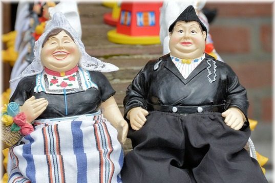 Souvenirs displaying folkloric costume in Volendam