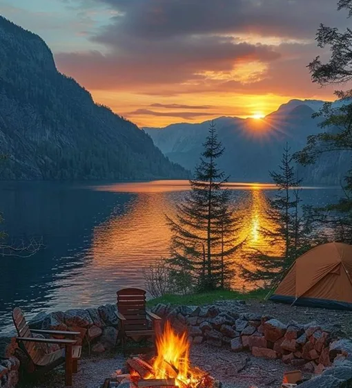 Lakeside camping