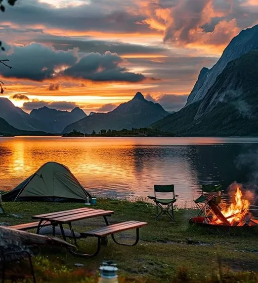 Camping by the lake